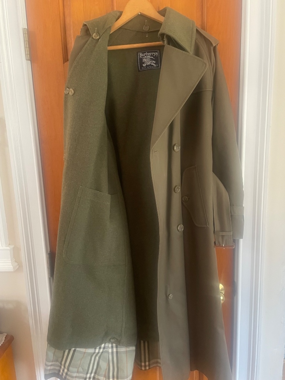 Vintage 1994 Burberrys 'Selkirk' Trench Coat Olive Green Full Set 3-in-1 Size 12 - Picture 11 of 16